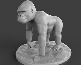 gorilla on rock anatomy body face animals animal ape monkey 3d printing nature man kong kingkong jungle games toys 3d print model - Mito3D