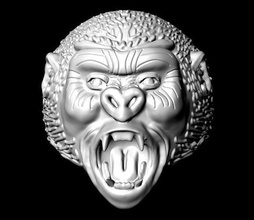 gorila anillo cabeza of león platino arte símbolo joyería joya hueso horror lujo compromiso brillante plata imprimible diamante oro deco libra esterlina esculturas 3d print model - Mito3D