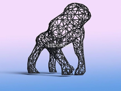 goril örgü tel dekor maymun orman hayvan Voronoi stil Sanat ev dekoru Hayvanseverler teli erkek arkadaşı Animalart sanat eseri sanatseverler artistsoninstagram heykeller 3d print model - Mito3D