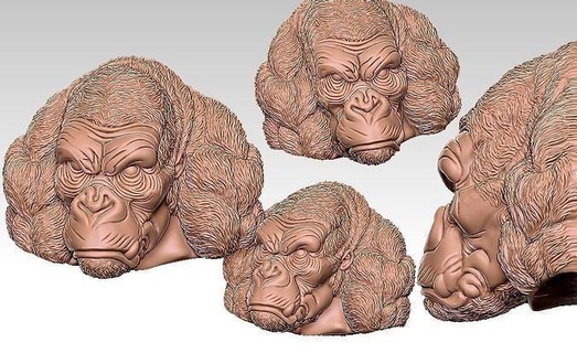 gorilla bust 3d model monkey animal king kong jewelry sculpture jungle art chimp kingkong statue chimpanzee mammal land pendants 3d print model - Mito3D