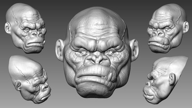 gorila cabeça animais sorriso joalheria primatas primata macaco homem rei kong conta 3d impressão imprimível pele arte esculturas 3d print model - Mito3D