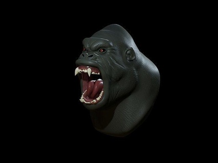 gorila cabeza animal imán cara personaje impresión 3d mono Kingkong Kong Rey enojado Arte esculturas 3d print model - Mito3D