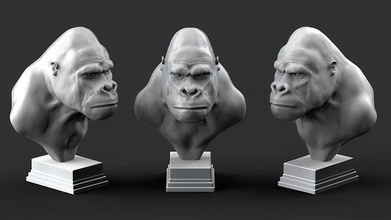 gorilla testa statua animale calcestruzzo creatura scimmia africano arredamento decorazione casa parete scultura lusso opera d'arte elegante natura arte sculture 3d print model - Mito3D