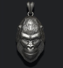 gorilla pendant africa animal character chimpanzee gold gorila jewel jewellery jewelry land men nature printable savannah silver necklace mammal pendants 3d print model - Mito3D