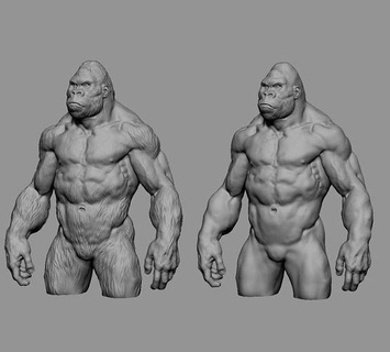 gorilla stampabile animale scimmia kong natura arte scimpanzé scultura primate re statua bestia umanoide animali giungla sculture anatomia corpo 3d print model - Mito3D