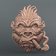 goril rahatlama sanat heykel baş cnc yönlendirici maymun şempanze pongid orman dekor ev 3d print model - Mito3D