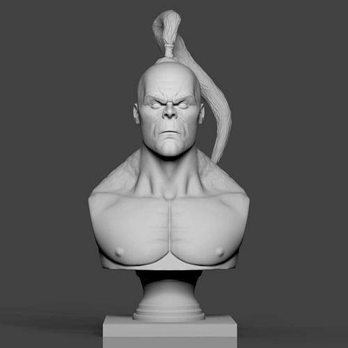 Goro büst 3d Yazdır Sanat heykel Antik şekil ölümlü kombat ölümüne kavga heykeller 3D print model - Mito3D