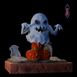 gosht halloween horror ghost statue pumpkin grave gravestone art sculptures Grave 3d print model - Mito3D