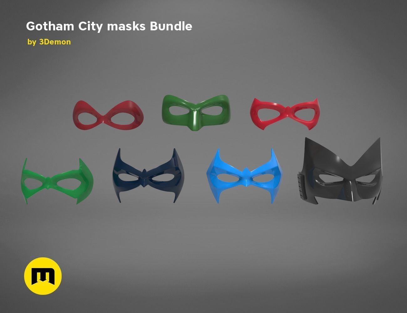 gotham stadt maske bündeln tragbar kostüm cosplay halloween held film comics dc batman fledermausfrau fantasie robin wayne bruce nachtschwinge superheld schurke spiele spielzeuge 3D print model - Mito3D