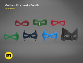 gotham city mask bundle wearable costume cosplay halloween hero movie comics dc batman batwoman fantasy robin wayne bruce nightwing superhero villain games toys 3d print model - Mito3D