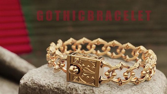 gotisch Armband Schmuck Gold Silber druckbar Bijoux Ring zbrush Nashorn cad Armbänder 3d print model - Mito3D
