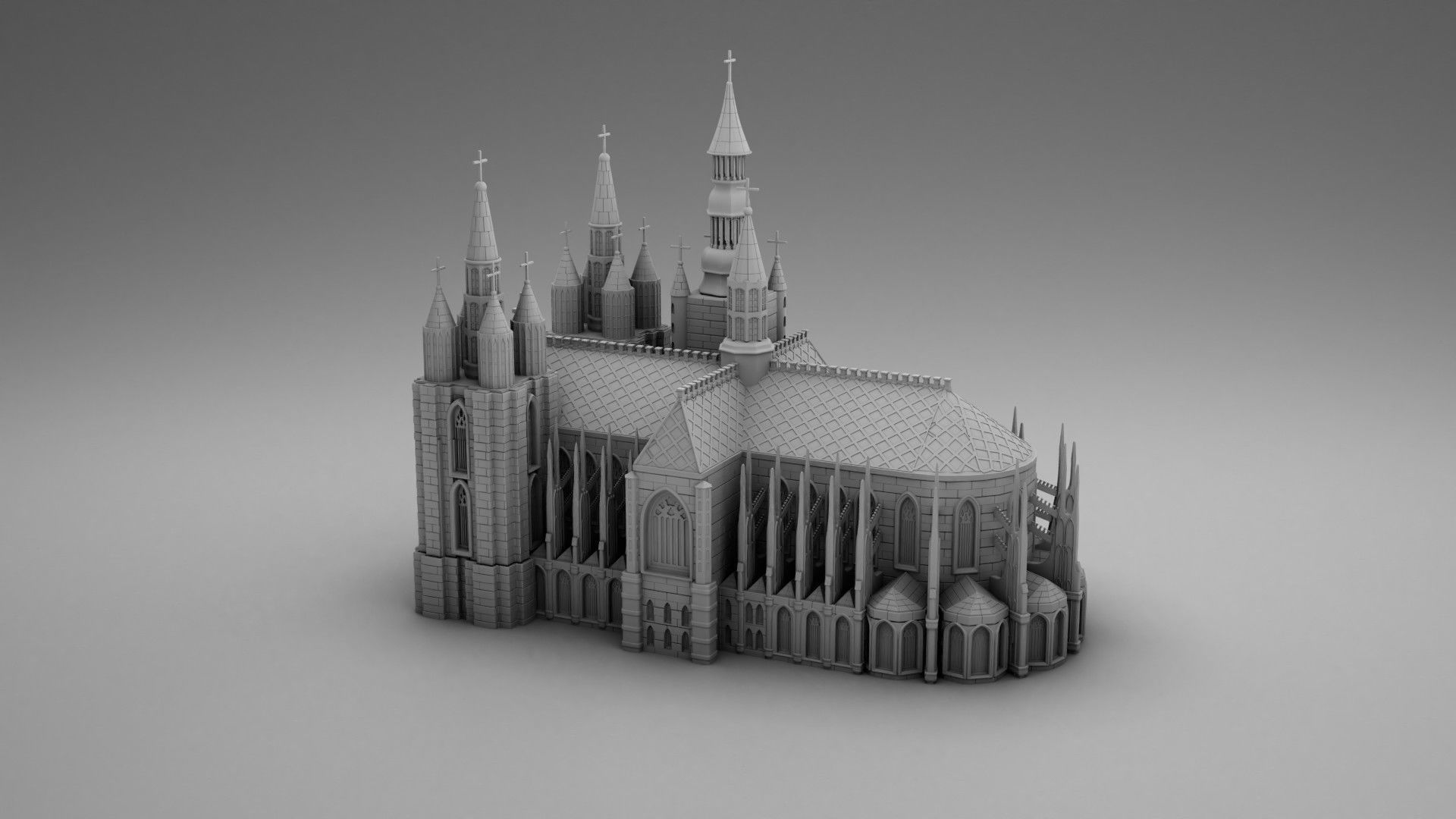 gothique sculpté construire médiéval bâtiments statues colonnes stuc 3dprintmodel impression 3dprint maison 3D print model - Mito3D