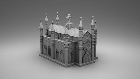 Gotico scolpito castello medievale edifici statue colonne stucco 3dprintmodel stampa 3dprint Casa 3d print model - Mito3D