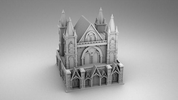 gothique Château tours médiéval bâtiments statues Colonnes sculpté stuc 3dprintmodel impression 3dprint maison 3d print model - Mito3D