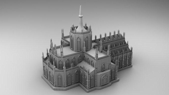 gothique église médiéval bâtiments statues Colonnes sculpté stuc 3dprintmodel impression 3dprint maison 3d print model - Mito3D