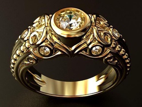 Gotik Diamant-ring o - Schmuck gothic diamond ring gold Silber Mann Männer diamondring Runde 5diamond Ringe 3d print model - Mito3D