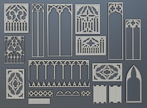 gotik elementler cnc 3d yazdır 3dprint dekorasyon dekor cartouche kalıplama onlay ev mobilya 3d print model - Mito3D