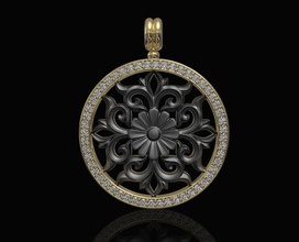 gothic floral pendant diamond frame 3d printable stl jewelry pendant pendants gold silver platinum sterling gemstones brilliant women classic gothic floral diamond