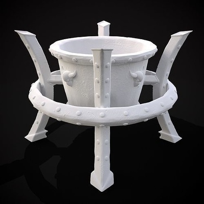 gothique fer chaudron fantaisie or bol pot alchimie alchimiste potion brasser ragoût conteneur sculpté zbrush art vr sombre modèles cuivre sale maison décor 3d print model - Mito3D