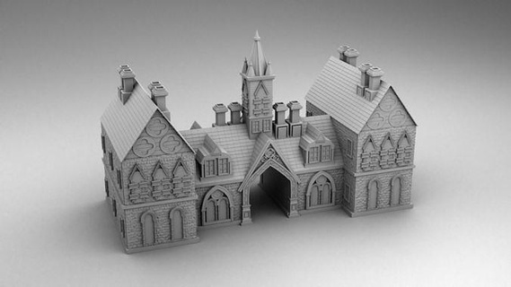 gothic medieval castle buildings statues columns carved stucco 3dprintmodel printing 3dprint house 3d print model - Mito3D