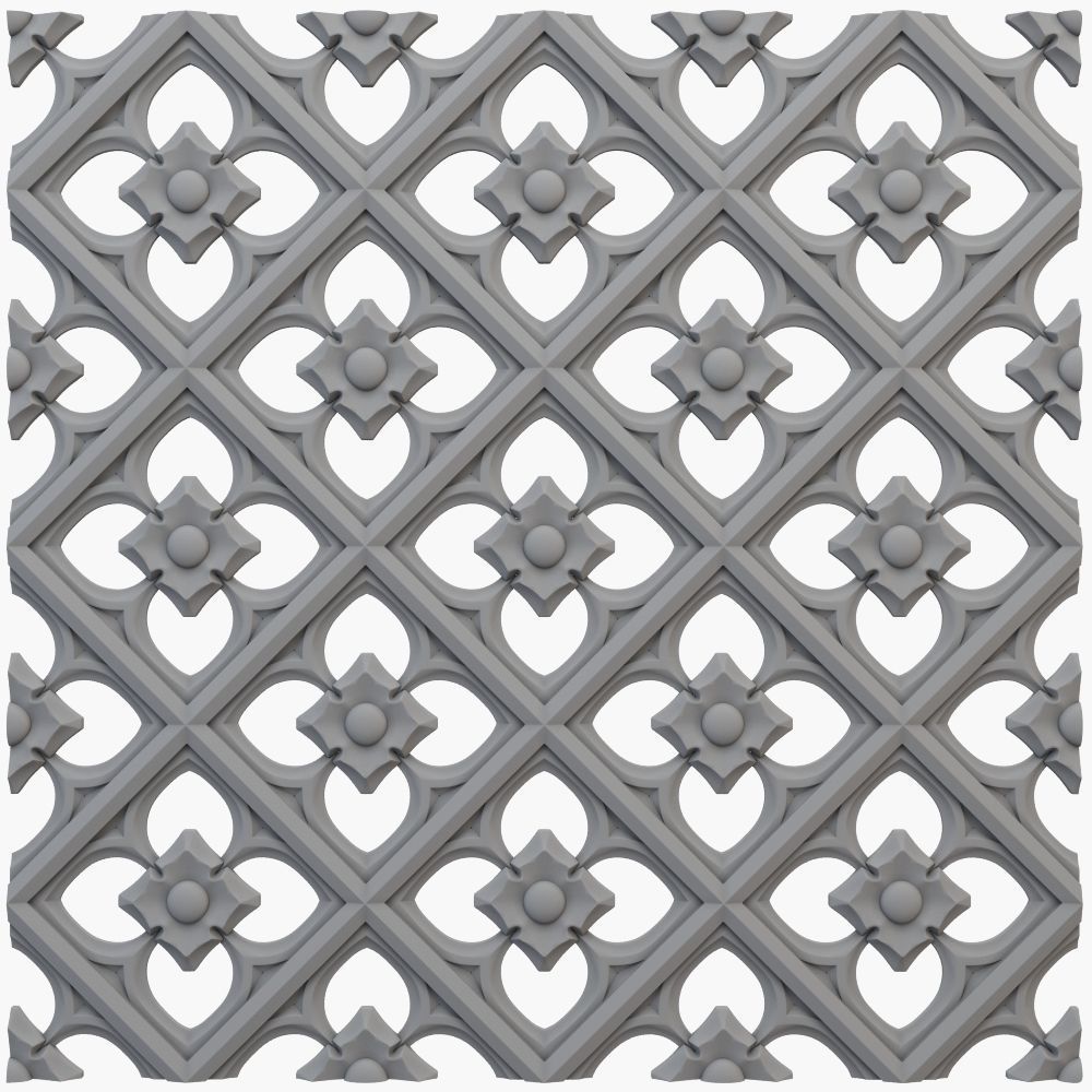 gothic pattern cnc forged iron gate fence decoration metal steel ornate lattice architecture decor frame ornaments retro moldings folding screen wrought house 3D print model - Mito3D