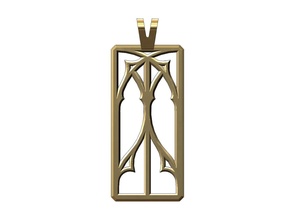 gothic rectangular ornament pendant architecture medieval pattern cathedral window antique art chain jewelry printable gold silver jewellery necklace luxury romanesque pendants 3d print model - Mito3D