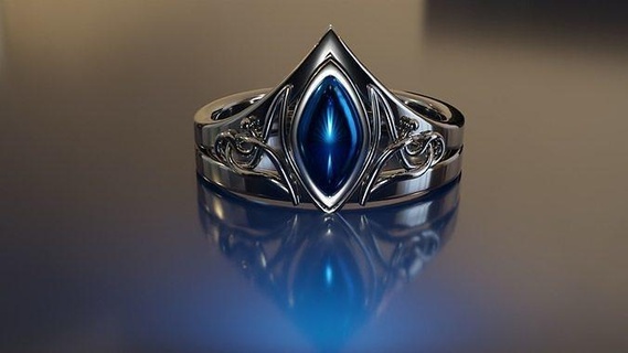 gothic ring 02 jewlery fantasy diamond silver halloween jewellry 3d printable rings jewelry elven elf unique wedding blue 3d print model - Mito3D