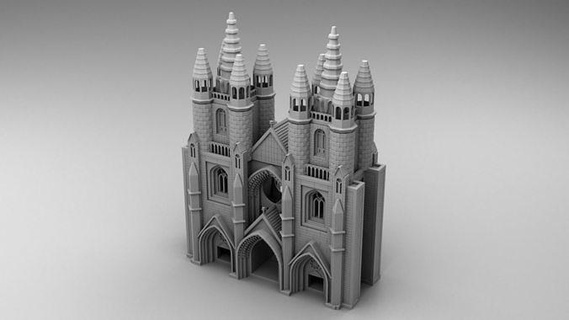 gotisch Stil Schloss mittelalterlich Gebäude Statuen Säulen geschnitzt Stuck 3dprintmodel Drucken 3dprint Haus 3d print model - Mito3D
