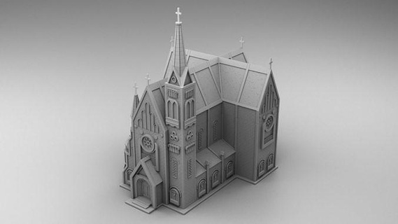 gothique style église médiéval bâtiments statues Colonnes sculpté stuc 3dprintmodel impression 3dprint maison 3d print model - Mito3D
