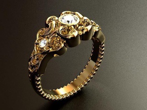 gothic style diamond ring classic ddiamondring stl file obj jewelry rings 3d print model - Mito3D