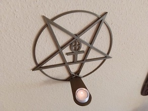 candle holder wall mounting pentagram gothik medieval witch witcher devil satan satanic mittelalter witchcraft demon witchery magician mage art occult fdm lighting lamp house decor 3d print model - Mito3D