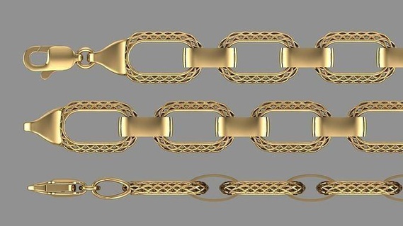 gourmet bracelet-2 gourmet gold silver jewelry jewellery bracelet fusion design bracelets  3d print model - Mito3D