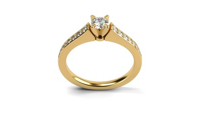 graduado pavimentar diamante compromiso anillo solitario joyería joya anillos 3d print model - Mito3D