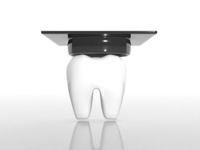 graduado tooth dibujos animados graduación diente personaje dentista odontólogo ciencias colegio personas odontología dental ortodoncista arte 3d print model - Mito3D
