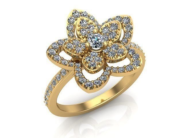 graff fleur bague 1 diamant mode bijoux anneaux 3D print model - Mito3D