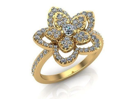 graff flor anillo 1 diamante Moda joyería joya anillos 3d print model - Mito3D