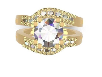 ihtişam nişan yüzük 4 boyutları stl dosya doğrulandı takı yüzüğü yazdırılabilir elmas düğün mücevher altın gümüş moda cad 3d 3dmodelling tasarımı yüzükler 3d print model - Mito3D