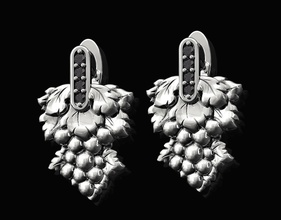 uva orecchini 3d stampabile stl gioielleria orecchino oro argento platino gioiello brillante gemma sterlina moda donne elegante moderno frutta bellezza 3d print model - Mito3D
