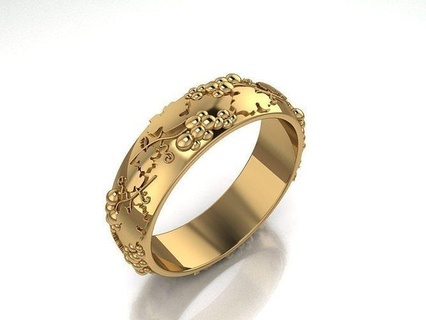 uva squillare anelli gioielleria oro nozze foglie flora argento natura arte moda stampabile bassorilievo gioiello arredamento incisione 3d print model - Mito3D