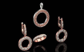 grape set grape ring earring pendant platinum jewelry luxury precious silver printable  3d print model - Mito3D