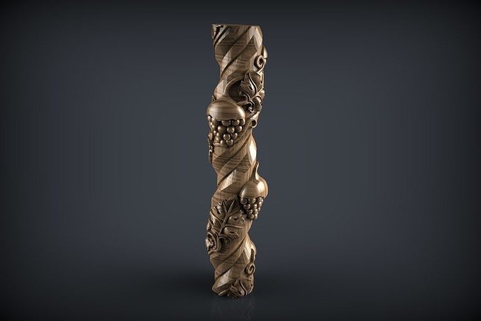 uva colonna legna arte cnc arredamento barocco stl stile casa mobilia sculture 3D print model - Mito3D