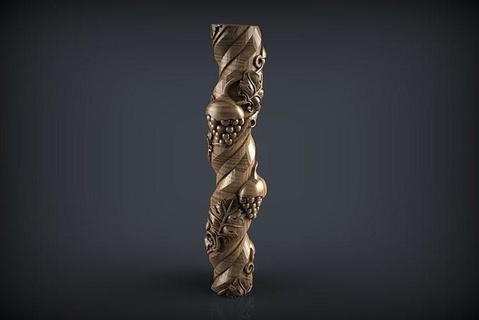 grapes column wood art cnc decor baroc stl style home new furniture sculptures 3d print model - Mito3D