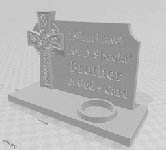 graveside or home alter ornament a prayer to brother engraving 3d celtic cross grave hobby diy 3d print model - Mito3D