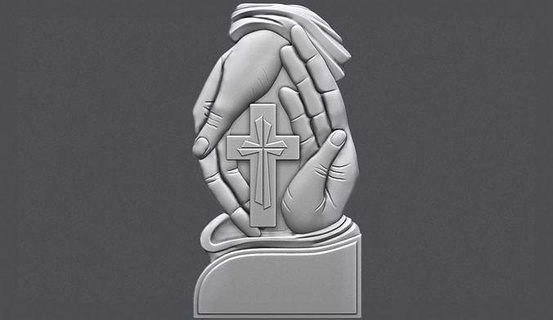 gravestone cross palm cnc tombstone memorial monument tomb grave graveyard carve marble headstone christian religiou bulgarian engraving hands christ art signs logos 3d print model - Mito3D