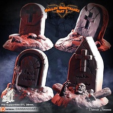 pierres tombales pack donjons dragons Halloween horreur hanter effrayant terrifiant zombi tombe pierre tombale cimetière Jeux jouets planche 3d print model - Mito3D