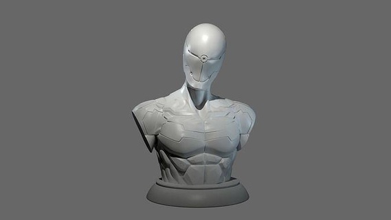 grigio Volpe fallimento metallo Ingranaggio solido 3d Stampa modello cyberninja cyber ninja arte sculture 3d print model - Mito3D