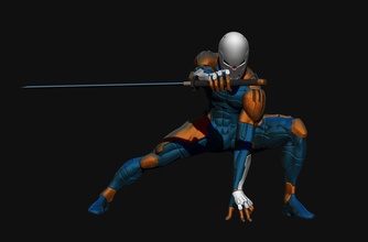 cinzento raposa metal engrenagem sólido serpente cobra sólida kojima ninja grayfox videogames katana japonês ciborgue laminado arma assassino robô personagem sci fi arte esculturas 3d print model - Mito3D