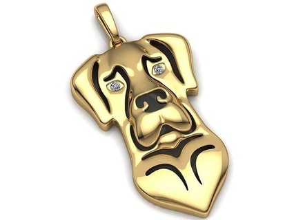 harika dane cazibe kolye Büyük köpek altın gümüş yazdırılabilir hayvan Aşk moda güzellik Evcil Hayvan beyaz elmaslar takılar sterlin mücevher takı 3d print model - Mito3D