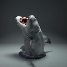 excelente blanco tiburón incumplimiento 3d impresión animal criatura marina pez oceano compañero acuario realista escultura figura figurilla miniatura diorama juguete arte esculturas 3d print model - Mito3D