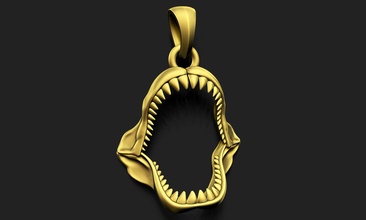 great white shark jaw pendant teeth fish nautical canine printable ocean predator strong unique latest design jewelry pendants 3d print model - Mito3D